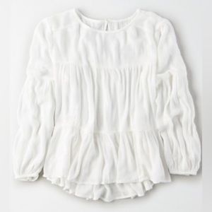 American Eagle Tunic Top - Cream, Long-Sleeved Boho Top